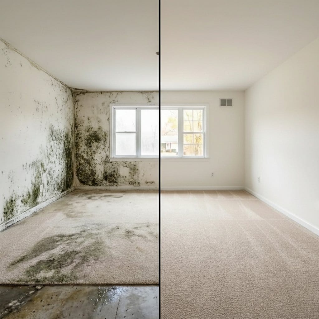 Before and after mold testing & lab reporting in Haworth two-story residence bedroom